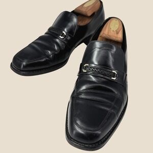 Vintage‎ Florsheim Bit Loafers Men 9.5 D Black Leather Braided Strap Dress Shoes